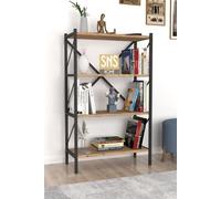 Étagère sur pied Bofigo, 4 tablettes, structure métallique aspect bois, 66 x 34 x 121 cm, blanche