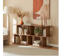 [en.casa] Étagère sur Pied Gäljami avec 4 Compartiments de Rangement Bibliothèque au Design Bas Allongé Meuble TV Séparateur de Pièce Salon Chambre MDF 160 x 35 x 74 cm Effet Noyer