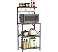 Etagère sur pied,OMOZUN Etagère de rangement multifonctionnelle pour cuisine, support pour micro-ondes + coin café, 8 crochets, conception