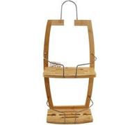 Étagère suspendu de salle de bain avec 2 hauteurs, étagère murale en bambou et métal coloris naturel - Longueur 27 x Profondeur 16 x Hauteur 61 cm -JUANIO - naturel G