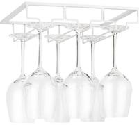 Étagère suspendue en métal blanc Unyqoos® pour 6 à 9 verres à vin – en fer massif, support mural gain de place pour cuisine et bar