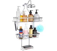 Étagère suspendue pour cabine de douche 38 × 60 cm – Étagère de rangement inoxydable avec poches – Sans perçage