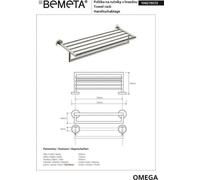 Etagère, tablette avec porte-serviettes OMEGA laiton chromé 55x12x26,5 cm