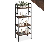 Étagère - TECTAKE - Étagère NEWCASTLE avec 4 étages en bois MDF au style industriel, 57,5 x 35,5 x 139 cm - Bois foncé