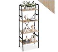 Étagère - TECTAKE - Étagère NEWCASTLE avec 4 étages en bois MDF au style industriel, 57,5 x 35,5 x 139 cm - Bois clair/Chêne Sonoma