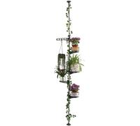 Étagère télescopique à 5 niveaux pour plantes d'intérieur, support à fleurs en métal, tiges à ressort, support suspendu pour pots de fleurs peu encombrant, gris