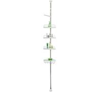 Deuba | Etagère d'angle • télescopique • 4 tablettes • Blanc • 92 à 306 cm • avec Porte-Serviette | Salle de Bain, Douche, étagère réglable