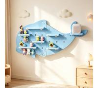 Étagère Tonie Dauphin Bleu, étagère murale pour Toniebox et Figurines | Rangement pour Toniebox pour Filles et Garçons, Étagère en Bois avec Aimants Double Face, Encoche pour Station de Charge