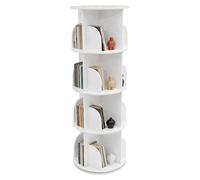 Étagère tournante pour livres - Étagère d'angle à 4 niveaux - Dimensions : 40 x 40 x 118 cm - Panneau en bois et plastique - Capacité de charge : 100 kg - Blanc
