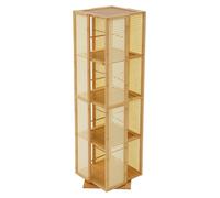 Étagère tournante pour livres - Étagère d'angle à 4 niveaux - Rotation à 360° - En bambou - Idéale pour le salon et le rangement - Écologique - Couleur bois