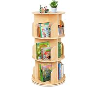 Étagère tournante pour livres, étagère rotative à 360° avec 3 niveaux, étagère tournante étroite pour enfants et adultes, étagère d'angle multifonctionnelle en bois pour salon ou chambre