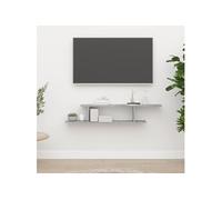 Etagère TV murale Gris béton 125x18x23 cm Bois d'ingénierie