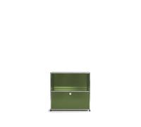 Étagère USM 2 étages largeur 78 cm 1 porte abattante en bas avec serrure vert olive 78x74x38