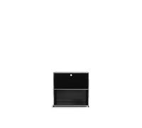 Etagère USM 2 étages largeur 78 cm 1 porte abattante en haut avec serrure noir graphite 78x74x38