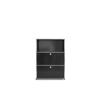 Etagère USM 3 étages largeur 78 cm 2 portes abattantes avec serrure noir graphite 78x109x38