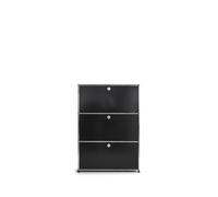 Etagère USM 3 étages largeur 78 cm portes abattantes avec serrure noir graphite 78x109x38