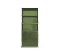 Étagère USM 5 étages largeur 78 cm 2 portes abattantes avec serrure vert olive 78x179x38