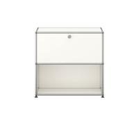 Etagère USM Haller largeur 78 cm 1 porte abattante en haut 2 étages avec serrure blanc pur 78x74x38