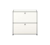 Etagère USM Haller largeur 78 cm 2 étages portes abattantes sans serrure blanc pur 78x74x38