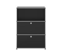 Etagère USM Haller largeur 78 cm 3 étages 2 portes abattantes avec serrure noir graphite 78x109x38