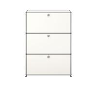 Etagère USM Haller largeur 78 cm 3 étages portes abattantes avec serrure blanc pur 78x109x38