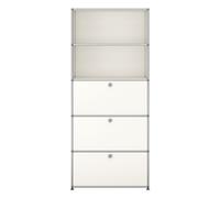 Etagère USM Haller largeur 78 cm 3 portes abattantes 5 étages sans serrure blanc pur 78x179x38