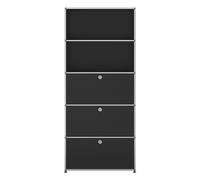 Etagère USM Haller largeur 78 cm 3 portes abattantes 5 étages sans serrure noir graphite 78x179x38