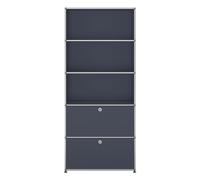 Etagère USM Haller largeur 78 cm 5 étages 2 portes abattantes avec serrure gris anthracite 78x179x38