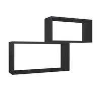 ÉTAGÈRES À MUR RECTANGULAIRES LOT DE 2 PC NOIR MOD. BISLUNGO