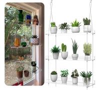 Étagères à plantes suspendues en acrylique transparent - Support pour plantes sur le mur de la fenêtre dans la cuisine - Rangement pour fleurs et plantes succulentes à l'intérieur - Organisation de se