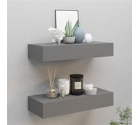 vidaXL Étagères Murales à Tiroirs 2 pcs Gris