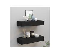 Etagères à tiroirs murales 2 pcs Noir 60x23,5x10 cm MDF