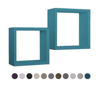 ÉTAGÈRES CARRÉES À MUR LOT DE 2 CUBES MODULAIRES NOIR MOD. GINEVRA
