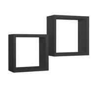 ÉTAGÈRES CARRÉES À MUR LOT DE 2 CUBES MODULAIRES NOIR MOD. GINEVRA