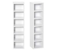 HOMCOM Lot de 2 étagères colonnes Armoire de Rangement CD-DVD 6 + 6 Compartiments dim. 21L x 19l x 88H cm capacité Max. 160 CD Blanc