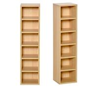 HOMCOM Lot de 2 étagères colonnes Armoire de Rangement CD-DVD 6 + 6 Compartiments dim. 21L x 19l x 88H cm capacité Max. 160 CD Coloris hêtre