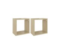 Etagères cube murales 2 pcs Chêne sonoma 26x15x26 cm