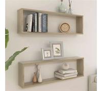 Vidaxl Etagères Cube Murales 2 Pcs Chêne Sonoma 100x15x30 Cm Aggloméré Multicolore