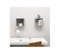 Etagères cube murales 2 pcs Gris béton 30x15x30 cm