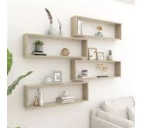 Vidaxl Etagères Cube Murales 4 Pcs Chêne Sonoma 100x15x30 Cm Aggloméré Multicolore