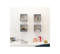 vidaXL 4X Etagères Cube Murales Etagères Suspendues Etagères Flottantes Salon Chambre Salle de Séjour Maison Intérieur Gris Béton 26x15x26 cm