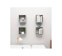 Etagères cube murales 4 pcs Gris béton 30x15x30 cm