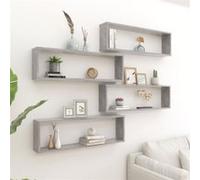 vidaXL Étagères Cube Murales 4 pcs, Supports Suspendus, Tablettes Flottantes, Meubles de Salon Salle de Séjour, Gris Béton Bois d'Ingénierie