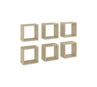 Vidaxl Etagères Cube Murales 6 Pcs Chêne Sonoma 26x15x26 Cm Multicolore
