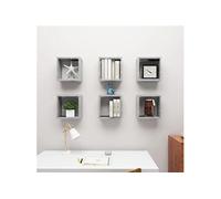 Etagères cube murales 6 pcs Gris béton 30x15x30 cm