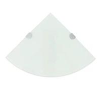 vidaXL Étagères d'angle 2 pcs – Verre blanc 25×25 cm – Supports chromés