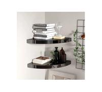 Etagères d angle flottantes 2pcs noir brillant 35x35x3,8 cm MDF