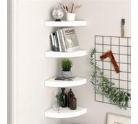 vidaXL 4X Etagères d'angle Flottantes Etagères Murales Bibliothèque Supports Panneaux Muraux Salon Chambre Bureau Intérieur Blanc 25x25x3,8 cm MDF