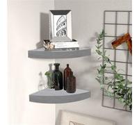 vidaXL Étagères d'angle murales flottantes 2 pièces Gris béton MDF 25x25x3,8 cm