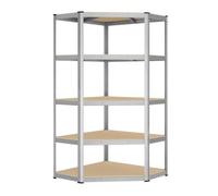Étagères d’Angle - SONGMICS - Capacité 875 kg - Argent et Beige Naturel